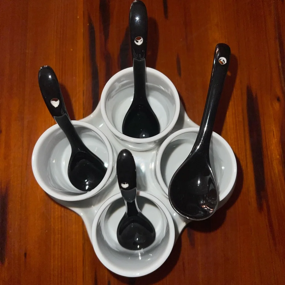 🆕 All Ceramic Condiments Appetizer Tray + Ceramic Spoons